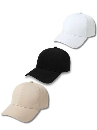 Kit 3 Bonés Liso Básico Adulto Aba Curva Masculino e Feminino Super Leve Ajustável   Casual