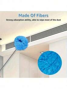2pcs Retractable Microfiber Ceiling Fan Duster With Washable Head - Easy To Clean Dust, Suitable For Ceilings, Fans, Air Conditioners, Patios, Sofas, Beds, Furniture Cleaning, Car Ceiling Fans, Home And Office Cleaning, Household Cleaning And Personal Care, Cleaning Tool, Multi-Functional Dust Removal, Squishy And Easy To Clean. - màu xanh da trời - Xem 3