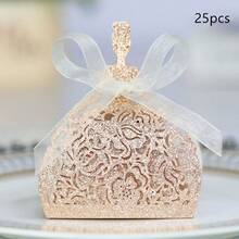 每包25件/50件可爱女孩玫瑰花包装盒配丝带、珠光/闪光纸、派对、婚礼、生日、圣诞节礼品包装盒，批发用于家居装饰 - 彩色 - 查看 36