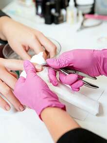 10pcs/Pack Disposable Nitrile Gloves - Latex-Free, Powder-Free, Suitable For Tattoo, Nail Salon Cleaning, Nail Art Tools, Back To School, Nail Art (Applicable To Nail Stickers) - Pink - View 5