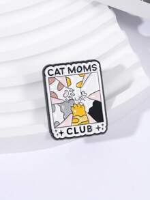 1枚可爱猫爪珐琅徽章，猫妈妈俱乐部金属胸针，时尚翻领别针，背包服装装饰，朋友礼物 - 彩色 - 查看 7