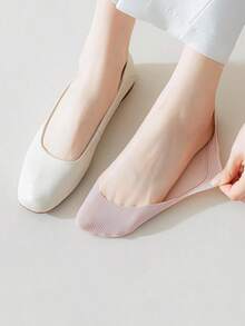 1/5/10 paires de chaussettes invisibles d'été en soie pour femmes, chaussettes fines et respirantes à coupe basse avec silicone antidérapant - Multicolore - Voir 3
