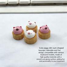 1pc Cute Personality Small Pig-Shaped Keycaps That Can Be Magnetically Attached And Detached For Separate Use. The Keycaps Feature A Cross-Shaped Shaft And Are Made Of Resin. The Keyboard Has A Single Keycap. - View 7