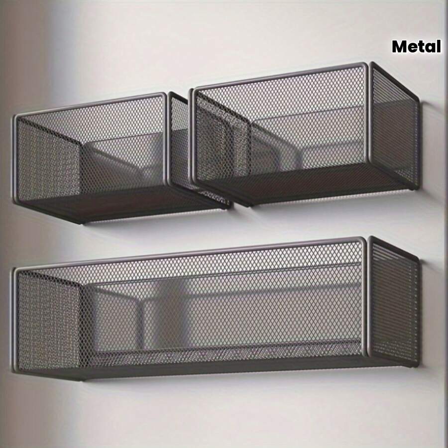 1 pieza Estantería magnética de malla de hierro, negro/blanco, adecuada para refrigerador y lavadora. Incluye cajas de almacenamiento magnéticas para guardar especias de cocina, detergente de lavandería, etc. - Multicolor - Ver 1