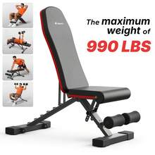 MERACH Folding Weight Bench, 450 Kg Load Capacity, Multifunctional Training Bench With 72 Adjustment Positions, Adjustable Incline Bench For Full Body Workout, Fitness Bench For Home - Đen và đỏ - Xem 11