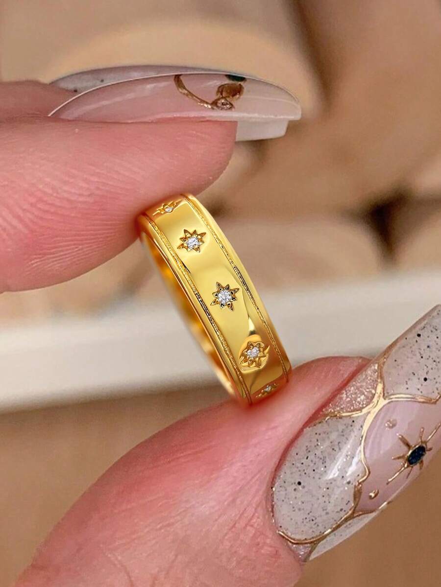 1 chiếc nhẫn bạc Sterling S925&925 đơn giản hình ngôi sao tám cánh đính đá Zirconia dành cho nữ, thích hợp làm nhẫn hẹn hò, cưới, vĩnh cửu, nhẫn hứa hẹn, nhẫn sang trọng, nhẫn dự tiệc, quà tặng kỷ niệm cho bạn gái, trang sức cao cấp. - Nhẫn hình ngôi sao tám cánh - Xem 1