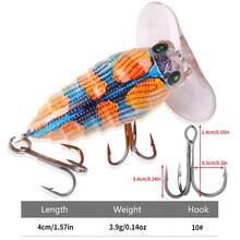 HENGJIA 恒佳 4cm-3.9g 人造瓢虫路亚饵，蝉蜕昆虫假饵，漂浮型路亚饵，适用于黑鲈、鲤鱼等鱼类垂钓 - 彩色 - 查看 12