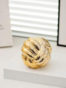 This Gold-Colored Knotted Decorative Piece Is Made Of Three Interlocking Rings, Very Suitable As A Decorative Item On A Coffee Table Or Shelf. This Handcrafted Modern Rustic Bohemian Style Wooden Knotted Chain Is Ideal For Decorating The Living Room. - Multiple Styles - View 8