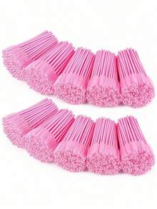 500pcs/Pack Disposable Mascara Wands, Bulk Eyelash Brushes, Makeup Brushes, Spiral Brushes, Makeup Tools, Suitable For Eyelash Extensions, Eyebrow Brushes, Eyeshadow Brushes, Spiral Brushes. - Pink - View 7