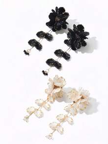 1 Pair Fashionable Women's Elegant Acrylic Flower Drop Earrings, Versatile Suitable For Vacation Wear - Multicolor - View 1