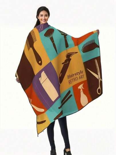 Adjustable Professional Haircutting Cape And Gown - Unisex Salon-Grade Cutting Cloak With Elastic Collar, Soft Fabric Suitable For Haircut, Dyeing, Shaving, Styling - Ideal For Professional Stylists Or Home Use