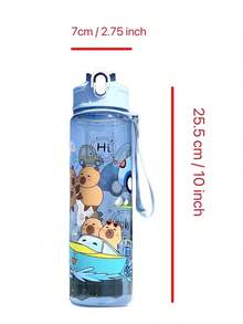 1pc 800ml/27oz Capybara Plastic Cup With Handle, Cute Cartoon Children Water Bottle, Large Capacity Straw Cup For Students - Multicolor - View 12