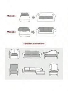 1-Seater 2pcs Set / 2-Seater 3pcs Set / 3-Seater 4pcs Set Waterproof Jacquard Big Leaf Sofa Seat Cushion Cover, Elastic Jacquard Sofa Slipcover, Furniture Seat Pad, Machine Washable - Lake Green - View 6