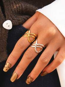 Frminee 2pcs/1pc Cincin Simbol Tak Terhingga dari Baja Tahan Karat, Cincin Bentuk Angka 8 Tak Terhingga, Hadiah Klasik untuk Acara Spesial, Hadiah Liburan - Multiwarna 3 - View 4