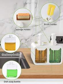 1pc Cat Shaped Soap Dispenser With 2 Pumps | Countertop Soap Holder | Bathroom & Kitchen Organizer | Dual Pump Soap Dispenser | Hand Soap & Dish Soap Dispenser Set | Refillable Plastic Bottle For Kitchen Sink, Bathroom - Double-headed/press - View 7