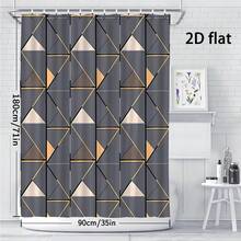 Bộ 1/4 rèm tắm in họa tiết hình thoi kẻ caro tối giản hiện đại, chất lượng cao, phù hợp cho mọi mùa, làm từ polyester chống thấm nước, kèm móc treo và lớp lót. - A - Xem 12