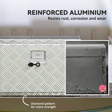 HOMCOM Truck Bed Tool Box, 24 Inch Heavy Duty Aluminum Diamond Plate Tool Box, Storage Toolbox Chest Organizer With Lock And Keys, For Trailers, RVs, Pick Up - A - View 3