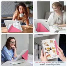 DANYCASE 透明后盖保护套，带折叠支架，适用于 iPad A16 2025 Air 11 13 M2 M3 Air 第四代 Air 第五代 第十代 10.9 英寸、Pro 11 英寸、Pro 12.9 英寸 - 西瓜紅 - 查看 6