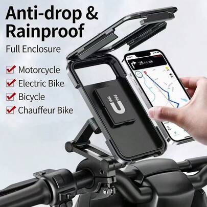 Su geçirmez manyetik telefon tutucu, elektrikli bisiklet, motosiklet, bisiklet için uygun, teleskopik yağmur geçirmez navigasyon çantası.
