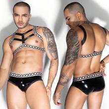 Men's Gay Erotic Uniform For Nightclub And Bar, Sexy And Seductive Lingerie - 如圖 - 查看 2