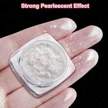 Pearl White Nails Glitter Dust  Y2 1Box Moonlight White  Powder Pigment For Glazed Donut Nail Art, Moonlight Powder Mirror Effect Glitter 1pc Eyeshadow Sticks DIY Nail Charms Nail Gems Nail Supplies - 白色 - 查看 5