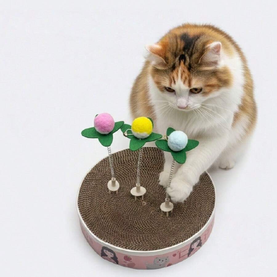 Indoor Cat Toys, Interactive Cat Flower Toys, Cat Teaser Wands, Cat Scratching Pad With Cat Toys, Suitable For Indoor Cats And Kittens Exercise - View 1