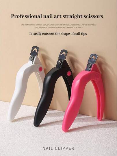 BAOSHIMAN Cortador de puntas de uñas de 4 colores, cortaúñas profesional en forma de U con localizador de recorte, tijeras de manicura mejoradas de corte fácil para extensiones de uñas postizas, uñas acrílicas