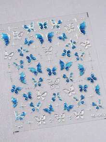 1 pieza Pegatinas de arte de uñas 5D Fragmento Concha colorida Mariposa de luz de alta calidad Pegatinas de uñas Diseño de arte de uñas de primavera Decoración de manicura Suministros para uñas - Multicolor-4 - Ver 7