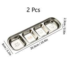 1 chiếc đĩa đựng nước chấm bằng thép không gỉ 304 có ngăn, đĩa đựng gia vị đa năng 2/3/4 ngăn, đĩa phục vụ đa dụng cho nước chấm, muối, giấm và đường, đĩa đựng gia vị có thể xếp chồng lên nhau, thích hợp cho nhà bếp gia đình, nhà hàng, tiệc nướng và lẩu. - Nhiều màu - Xem 20