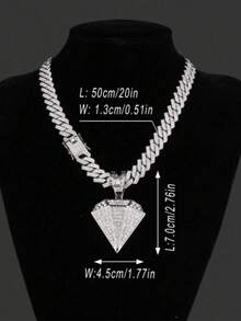 1 st unisex hiphop-punk-stil glansigt hängehalsband, Miami-kedja med infällda strass, lämplig för festkläder för män och kvinnor - Flerfärgad 3 - Visa 5