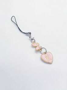 1条粉色爱心字母手机挂绳，字母A-Z，蝴蝶图案手机挂饰，DIY饰品礼物，送给朋友、女朋友和生日的完美礼物 - 彩色 - 查看 26