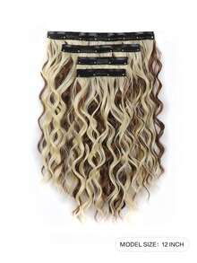 4-Piece Clip-In Hair Extension Set (11 Clips), 12-Inch Short, Soft & Natural-Looking Extensions (Curly/Wavy Style) – Suitable For Daily Wear, Halloween, And Christmas Parties - Multicolor - View 6