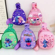 Official Stitch And Angel Crossbody Bag - Compact Multi-Pocket Chest Bag For Storing Essentials - "Lilo & Stitch" Pink Pattern Shoulder Bag - Lightweight Travel/Commute Bag Suitable For Theme Parks And Outdoor Activities - Fashionable Stitch Print - Multicolor - View 3