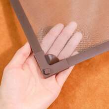 Magnetic Screen Sticky Type ( Full Set - ALL Frame ) DIY Insect Screen Magnetic Mosquito Net - Grey Net Brown Edge - View 4