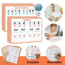 10 Sheets Phonemic Awareness Syllable Dry Erase Board, Phonic Cards Writing Pad, Double Sided Dry Erase Board Writable And Erasable Phonics Learning White Board For Kids, Students, Classroom And Home, Early Education Learning Tool - Multicolor - View 3