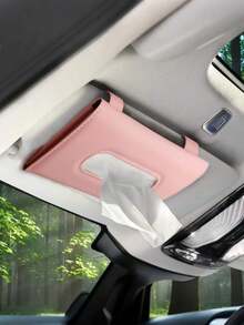 Premium Faux Leather Car Tissue Box Holder - Hanging Tissue Dispenser For Sun Visor Or Seat Back - Universal Car Tissue Paper Storage Rack With Smooth Pull-Out Design - Black Interior Accessory - A - View 8