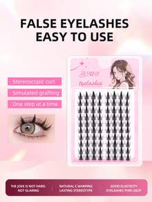 80pcs Natural Segmented False Eyelashes, Ultra-Fine Stem Realistic Lash Extensions, One-Step Fluffy Individual Lashes, Suitable For Daily Wear And Parties - View 1