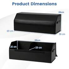 COSTWAY Leather Car Trunk Organizer With Lid Removable Divider And Large Capacity, Black - A - View 5