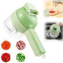 4 In 1 Handheld Electric Vegetable Cutter Set UsBCharger Ginger Grinder Machine - màu xanh lá - Xem 10