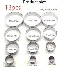 11/12pcs Stainless Steel Round Cookie & Cake Cutters | Multi-Size Baking Cutting Tools For DIY Pastry And Dessert Shaping, Suitable For Daily Baking And Holiday Pastry Making - View 11
