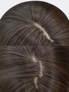 26-Inch Long Synthetic Wig Featuring A Natural Straight Style A Stunning Brown. Designed With Bangs , It Is Crafted From Heat-Resistant Fiber To Ensure Durability. This False Hairpiece Is Perfect For Daily Use, Offering A Natural And Realistic Appearance That Mimics Real Human Hair - Brown - View 5