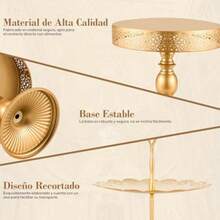 10 Juego de Soportes para Tartas Dorados Juego de Soporte de Metal para Postre Torre de Exhibición de Dulces de Frutas Bandeja para Servir Pasteles y Magdalenas para Bodas o Cumpleaños - Dorado - Ver 4