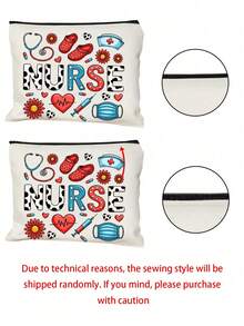 Nurse Print Makeup Bag, 7 Colors Cute Nursing Storage Pouch With Zipper, Portable Medical Themed Toiletry Organizer For Cosmetics, Brushes & Nursing Essentials, Ideal For Nurses, Nursing Students, Doctors & Medical Staff, Perfect For Nurse Week, Birthdays, Work, Travel & Appreciation Gifting, Versatile As Cosmetic Case, Pencil Bag & Healthcare Worker Gift Medicine Bag First Aid Bag Medicine Organizer Pill Case Pill Box Pill Organiser Pill Container For Home For Outdoor Cruise Essentials Travel Essential - Multicolor - View 11