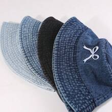 1顶女士蝴蝶结可折叠宽檐遮阳帽，Y2K风格休闲渔夫帽，夏季防紫外线 - 款式1 - 查看 4