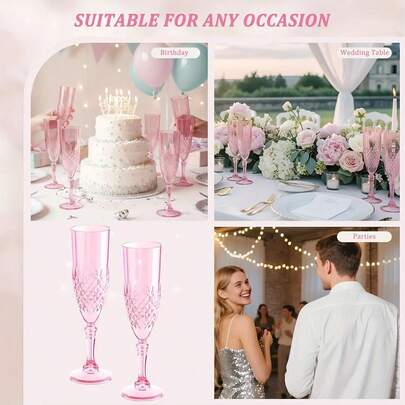 2/6 pahare de șampanie cu model diamantat, 225g, antiderapante, reutilizabile, pentru evenimente, petreceri, restaurante, nunți, aniversări, sărbători, sărbători de fotbal, pahare pentru toasting