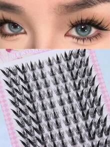 10 Rows 100 Clusters C Curl Flared Cartoon Eyelashes, 9mm-14mm Segmented Lashes, Cat Eye Lashes, Segmented Lashes, Natural Makeup Effect, Suitable For Cosplay And Cartoon Style, Soft And Elongated, Cat Eye Lashes, Single Natural Long Forked Mink Lashes, Reusable, Comfortable And Seamless, Suitable For Daily, Party, Valentine's Day, Travel, Photography, Holiday Makeup, Segmented Lashes, Single Lashes, False Eyelashes. - C - 查看 1