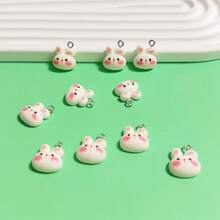 10/20个精致小白兔吊坠，造型活泼可爱，长耳朵，适合制作手工珠宝吊坠、耳环、项链、手链、创意礼品和树脂饰品。 - 彩色 - 查看 6