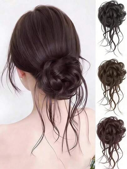 8-Inch Dragon Whisk Wig With Bun Head, Female Hair Tie, Updo Bun, New Chinese Style Wig, Flower Bud Head, Simulated Wig Package Ponytail Hair Ties Elastics Rubber Bands School