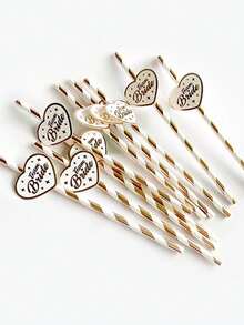 10/20pcs Rose Gold Chicken Party Straws - Elegant Paper Drink Straws With "Bride" Text, Suitable For Wedding Parties, Bridal Showers And Wedding Celebrations - Multicolor - View 9