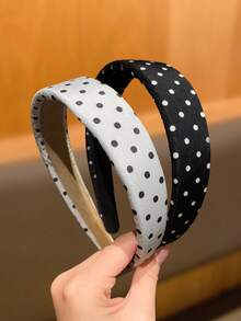 2pcs Polka Dot Casual Polyester Headbands, Women Hair Accessories, Gift Recommendation Hairband Hair Hoop - Multicolor - View 8